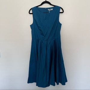NWT grace Karin teal blue fit and flare sleeveless midi dress sz.L womens
